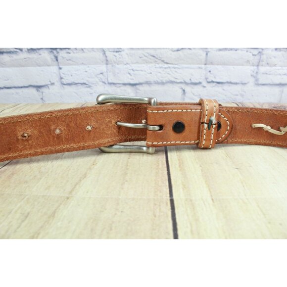 Diamond Gusset Men's Tan Full Grain Cowhide Leather Casual Work Belt Size 40 - Picture 8 of 11